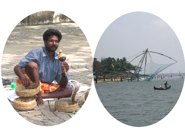snake charmer and Chinese fishing nets 