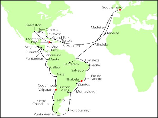 map of whole cruise