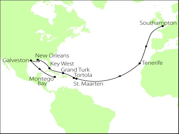 map of whole cruise